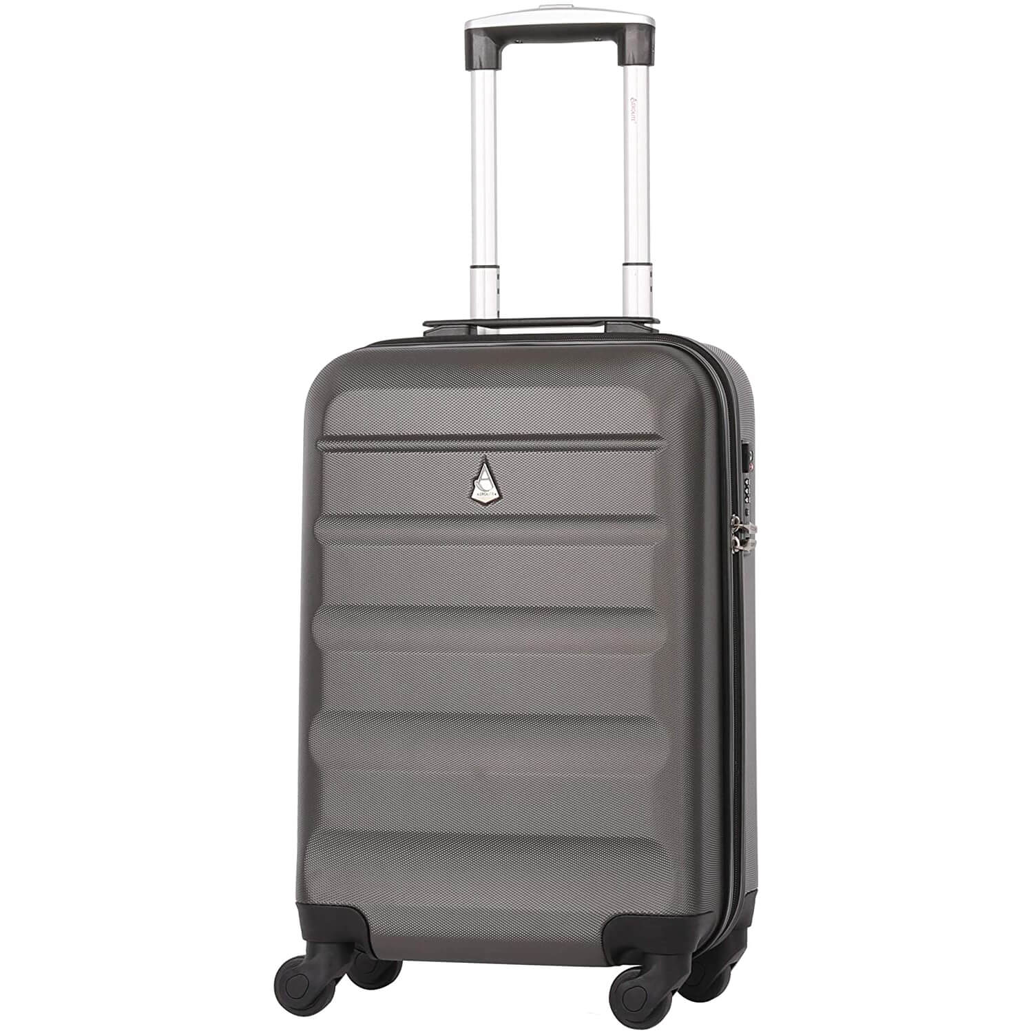 Aerolite 3 Piece Lightweight 4 Wheel ABS Hard Shell Luggage Suitcase Set with Built in TSA Combination Lock, 2 x 21" Cabin + 1x Large 29", Charcoal