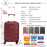 Aerolite 55cm Lightweight Hard Shell 4 Wheel Cabin Suitcase 21" (55x35x20cm), Approved for Ryanair (Priority), easyJet (plus/flexi/up front/extra legroom/large cabin), British Airways, Virgin Atlantic, Jet2 and More