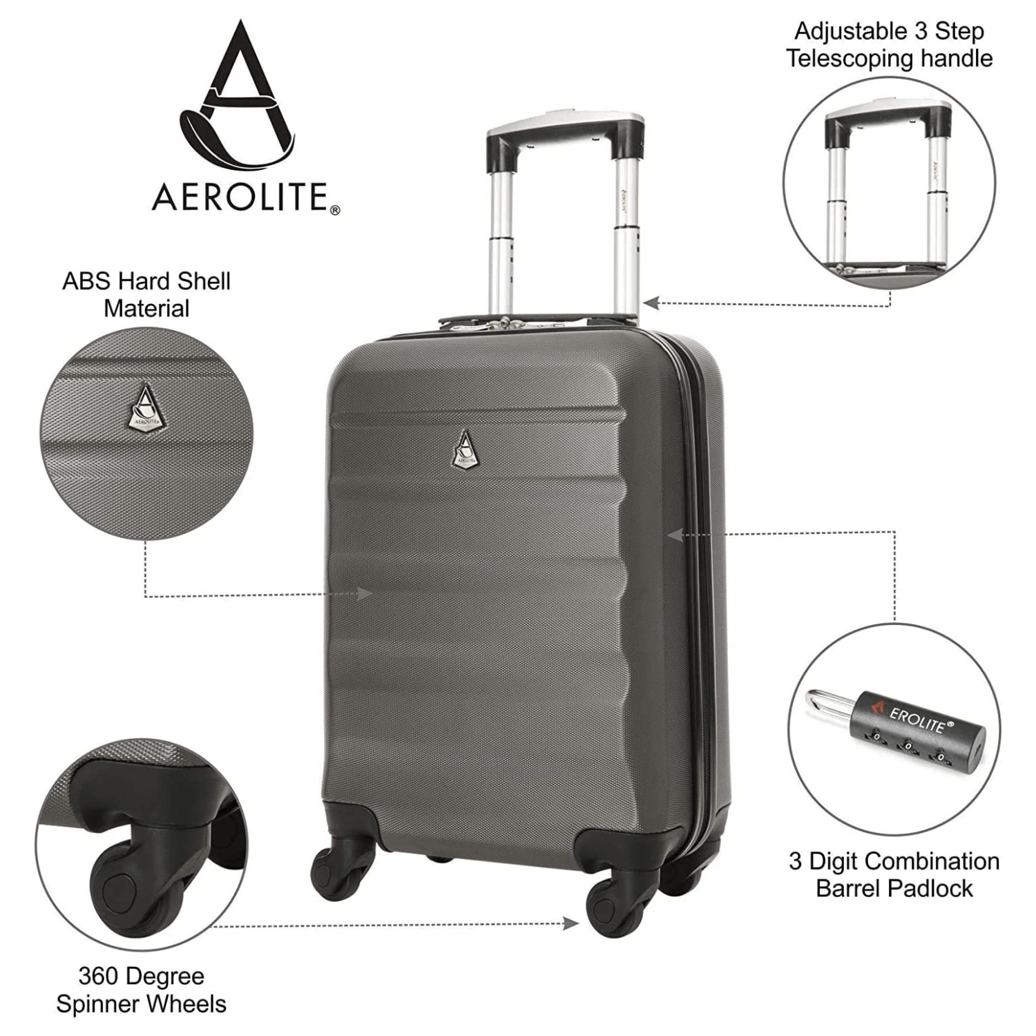 3 piece shop aerolite luggage set