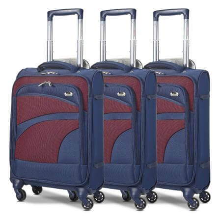 Aerolite (55x35x20cm) Lightweight Soft Shell Cabin Hand Luggage (x3 Set) | 4 Wheels