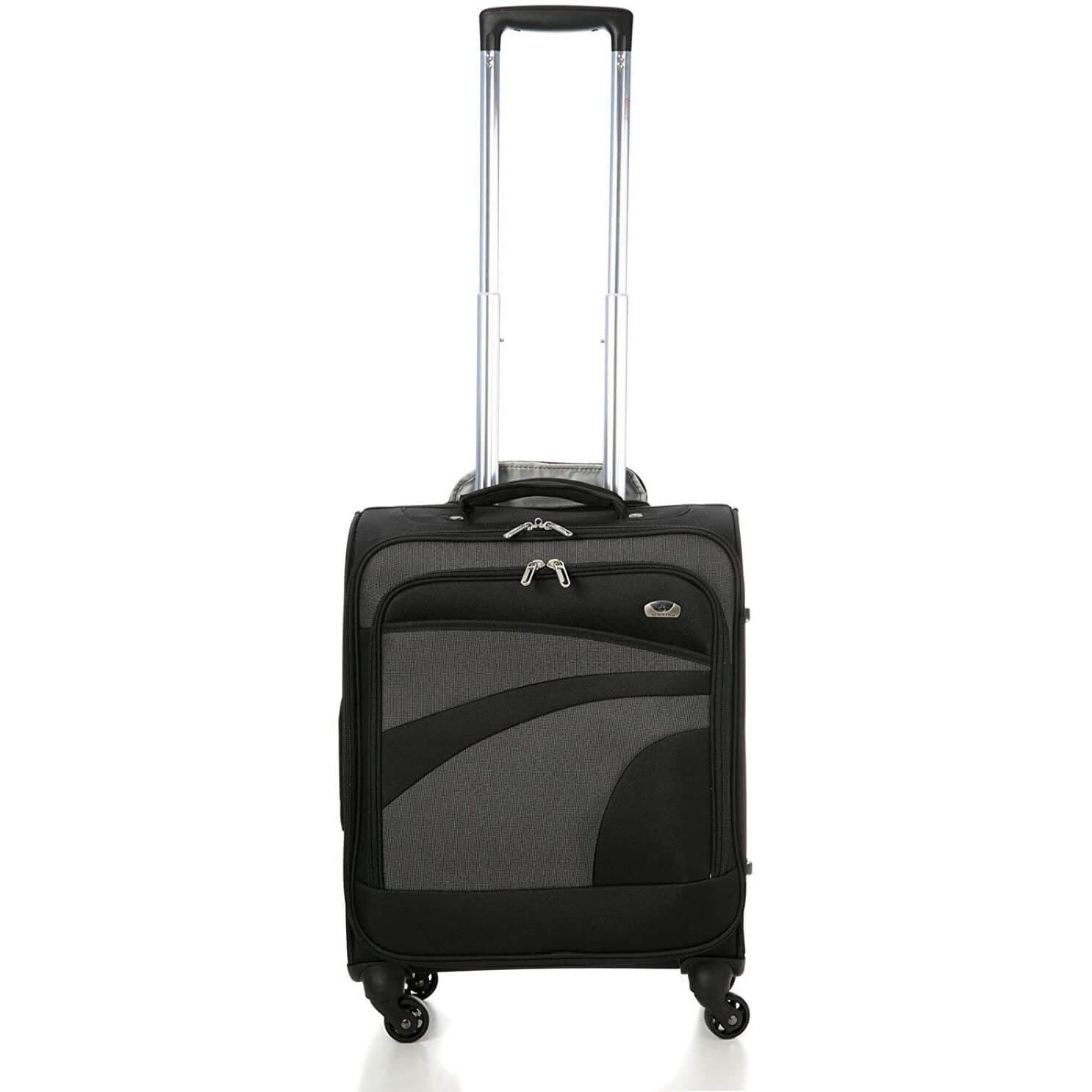 Aerolite 55x40x20 Ryanair Maximum Allowance 38L Lightweight Travel Carry On Hand Cabin Luggage Suitcase with 4 Wheels - Also Approved for Easyjet, British Airways, Jet2 and More (Black/Grey)