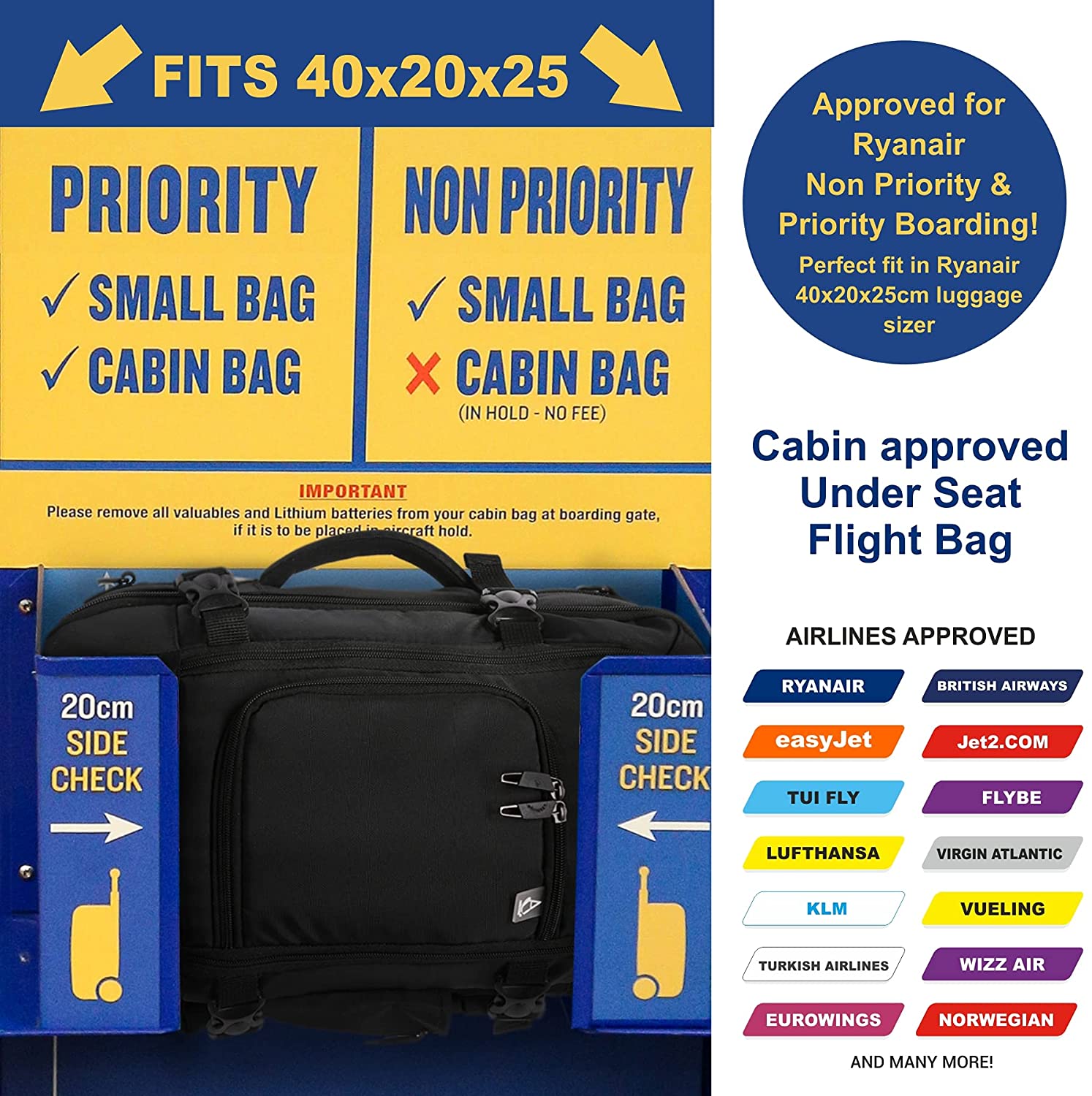 Aerolite 40x30x20 Wizz Air Maximum Size Backpack Eco-Friendly Cabin Lu –  Packed Direct UK