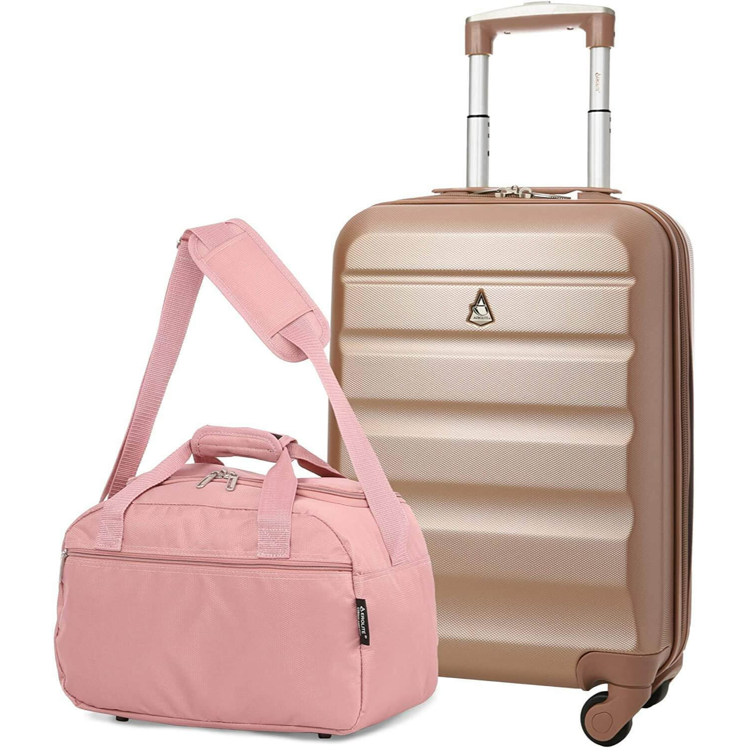 Aerolite Ryanair Bundle (55x35x20cm) Lightweight ABS Hard Shell Travel Carry On Cabin Suitcase + (40x20x25cm) Ryanair MAXIMUM Sized Holdall Cabin Bag
