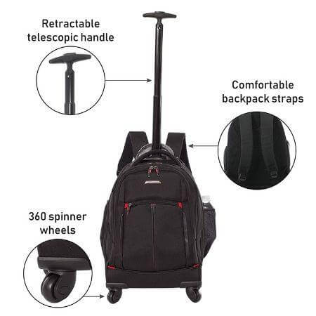 Aerolite (55x35x23cm) Executive 4 Wheel Mobile Trolley Backpack Business Hand Cabin Luggage (x2 Set)