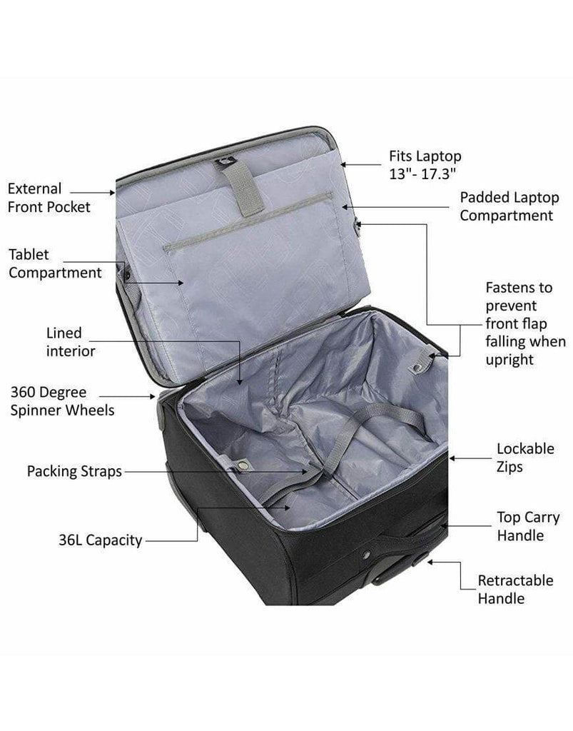 Aerolite Rolling Padded Laptop Case With 4 Wheels Fits up to 15.6