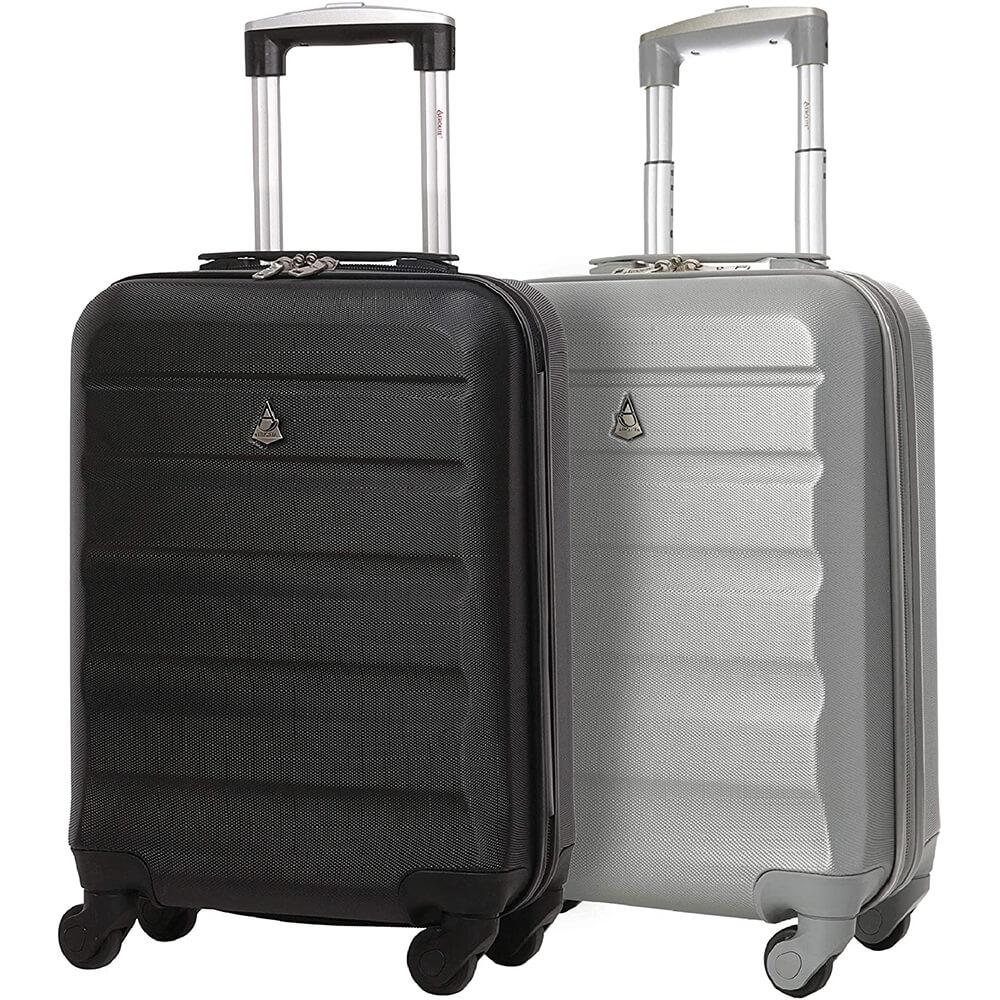 Aerolite (55x35x20cm) Lightweight Hard Shell Cabin Hand Luggage (x2 Se ...